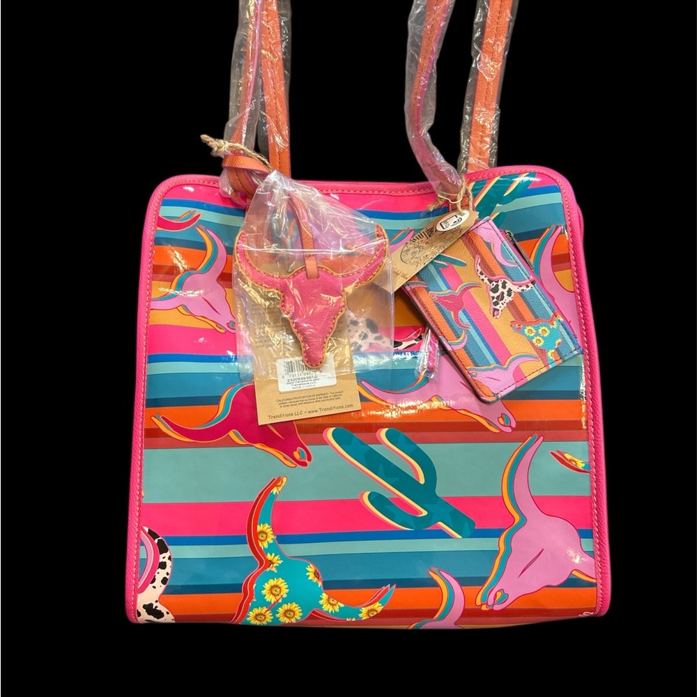 Vibrant Multicolor Tote with Bull Design